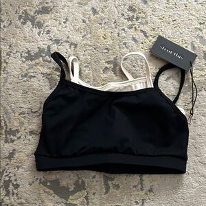Strut This Black and Cream Sports Bra